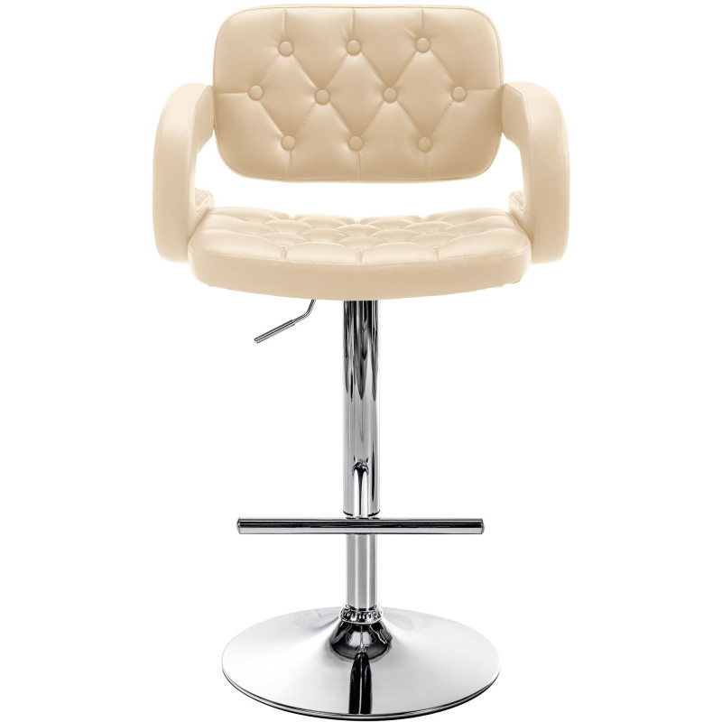 Tabouret de bar haut de gamme en Polyuréthane Blanc crème Métal Argenté Nyvris - 5