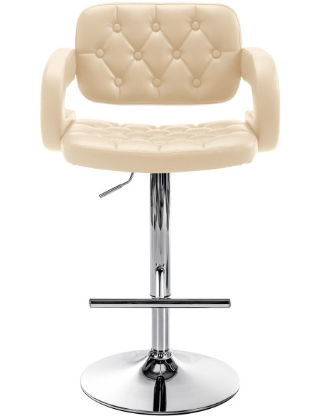 Tabouret de bar haut de gamme en Polyuréthane Blanc crème Métal Argenté Nyvris - 5