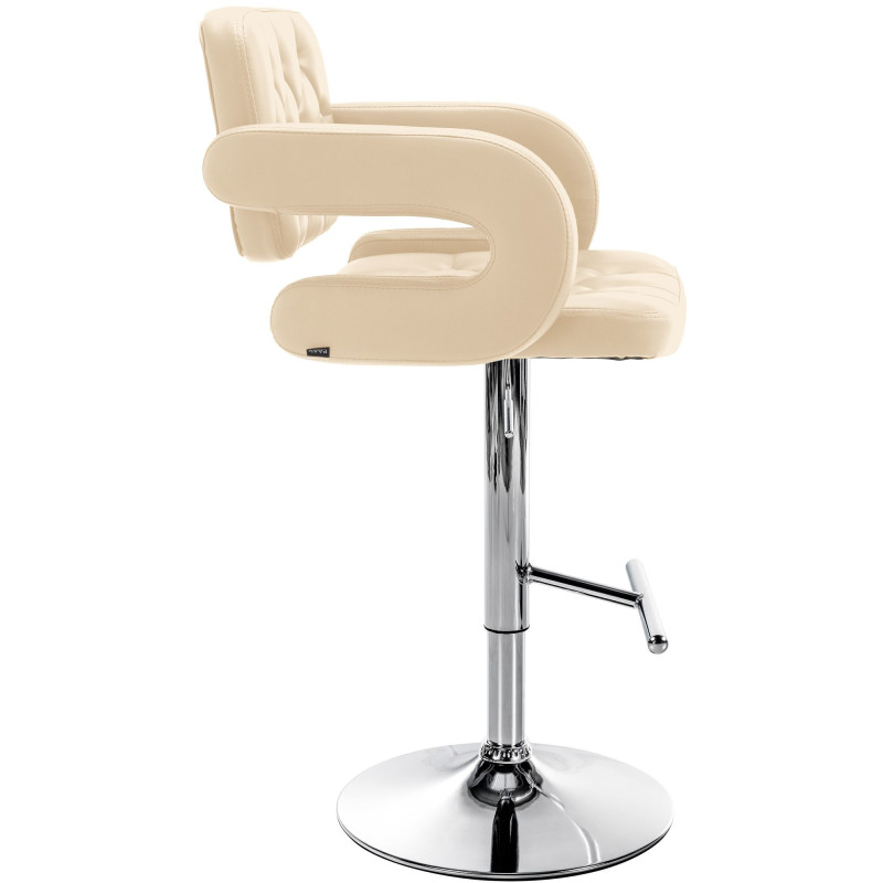 Tabouret de bar haut de gamme en Polyuréthane Blanc crème Métal Argenté Nyvris - 6