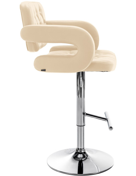 Tabouret de bar haut de gamme en Polyuréthane Blanc crème Métal Argenté Nyvris - 6