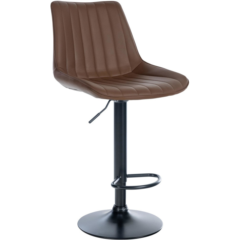 Tabouret de bar Avec dossier Nathan en Polyuréthane Chocolat Métal Noir Mat  - 1