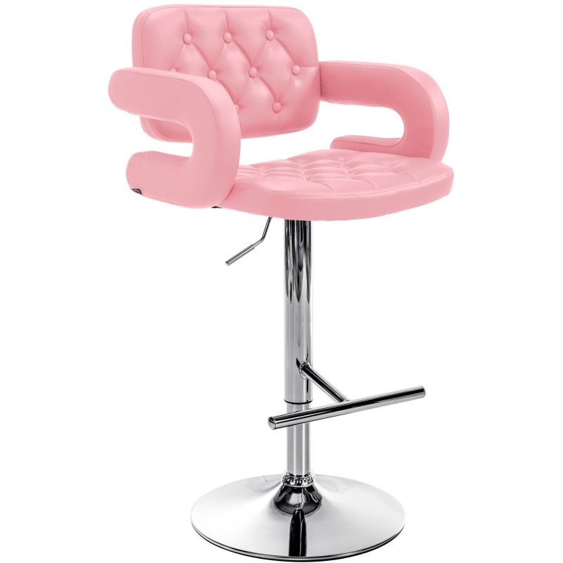 Tabouret de bar haut de gamme en Polyuréthane Rose Métal Argenté Nyvris  - 1