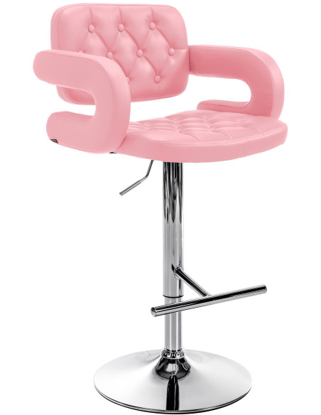 Tabouret de bar haut de gamme en Polyuréthane Rose Métal Argenté Nyvris  - 1