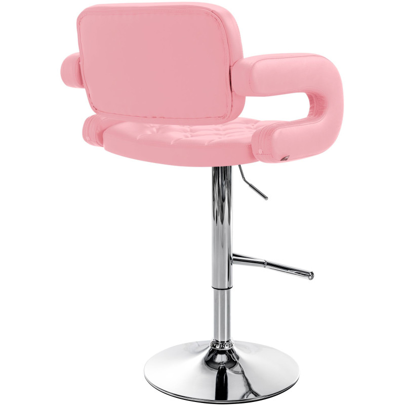 Tabouret de bar haut de gamme en Polyuréthane Rose Métal Argenté Nyvris  - 4
