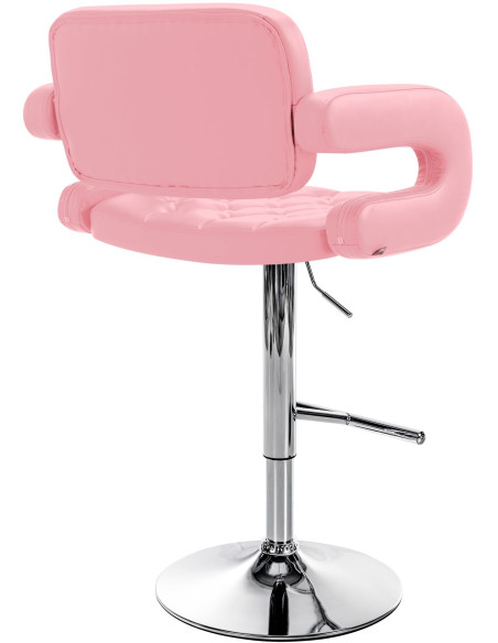Tabouret de bar haut de gamme en Polyuréthane Rose Métal Argenté Nyvris  - 4