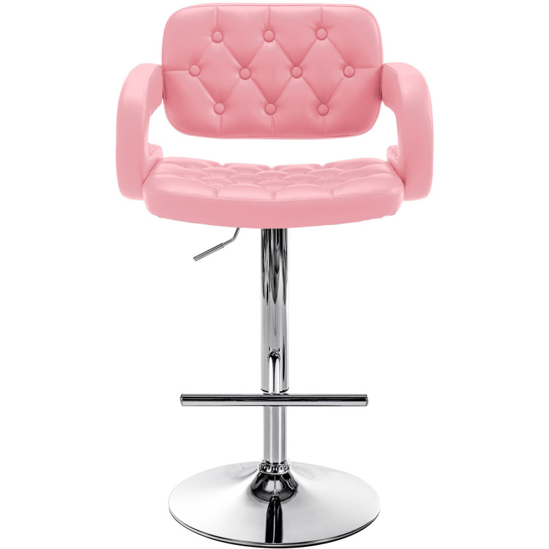 Tabouret de bar haut de gamme en Polyuréthane Rose Métal Argenté Nyvris  - 5