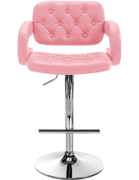 Tabouret de bar haut de gamme en Polyuréthane Rose Métal Argenté Nyvris  - 5