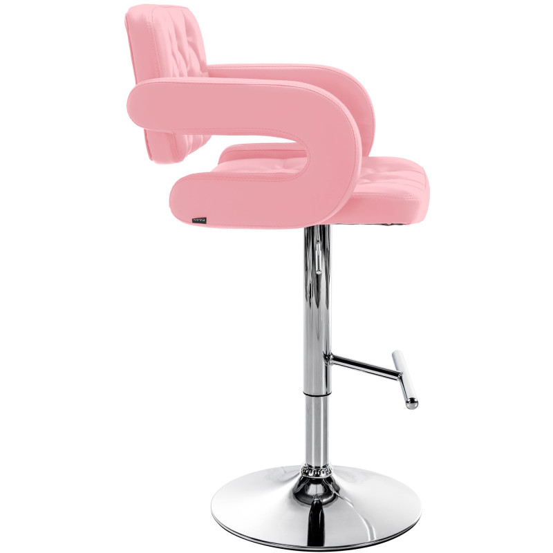 Tabouret de bar haut de gamme en Polyuréthane Rose Métal Argenté Nyvris  - 6