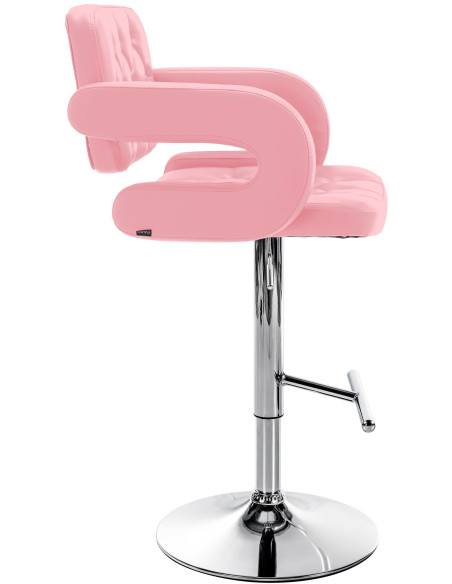 Tabouret de bar haut de gamme en Polyuréthane Rose Métal Argenté Nyvris  - 6