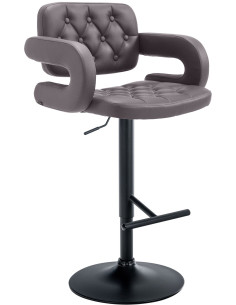 Tabouret de bar haut de gamme en Polyuréthane Marron Métal Noir Nyvris - 1
