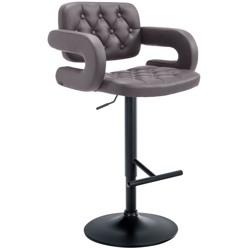 Tabouret de bar haut de gamme en Polyuréthane Marron Métal Noir Nyvris - 1