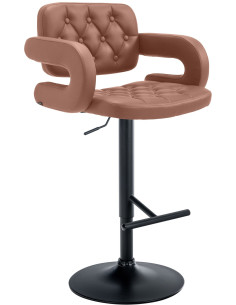 Tabouret de bar haut de gamme en Polyuréthane Marron cognac Métal Noir Nyvris - 1