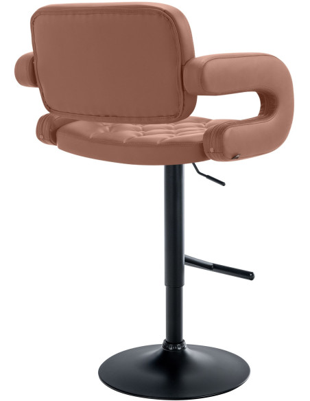 Tabouret de bar haut de gamme en Polyuréthane Marron cognac Métal Noir Nyvris - 4