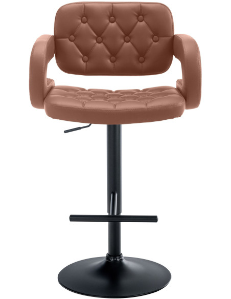 Tabouret de bar haut de gamme en Polyuréthane Marron cognac Métal Noir Nyvris - 5