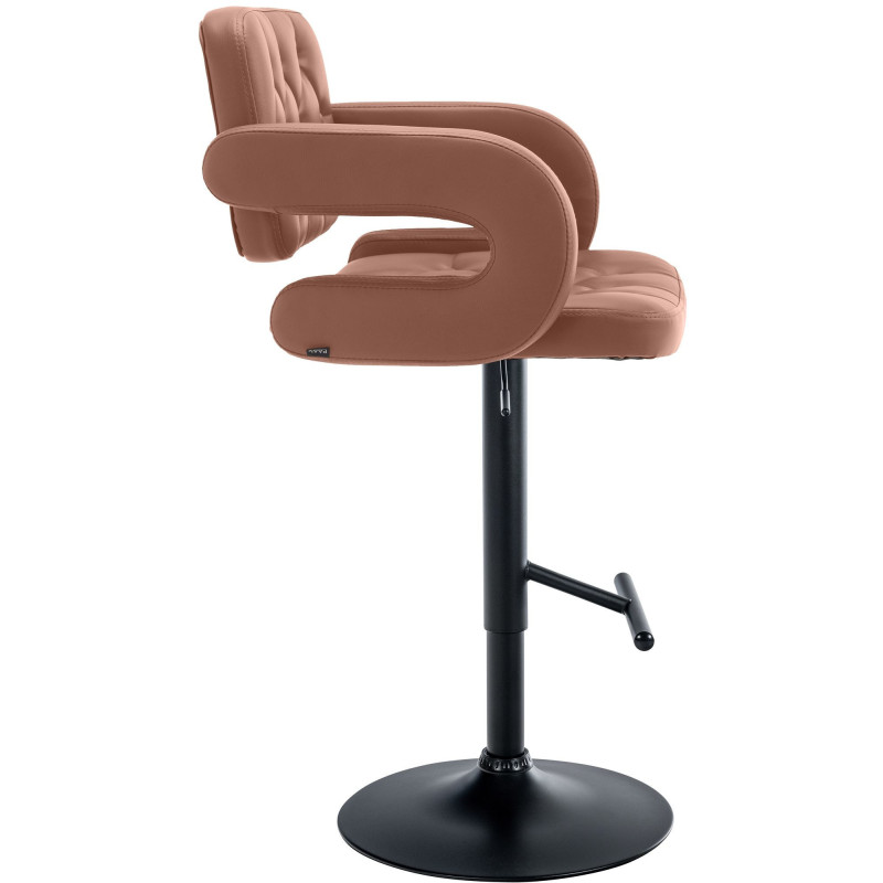 Tabouret de bar haut de gamme en Polyuréthane Marron cognac Métal Noir Nyvris - 6