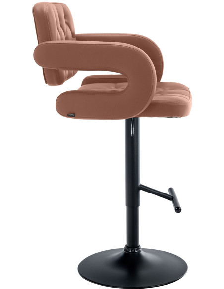 Tabouret de bar haut de gamme en Polyuréthane Marron cognac Métal Noir Nyvris - 6