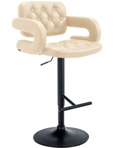 Tabouret de bar haut de gamme en Polyuréthane Blanc crème Métal Noir Nyvris - 1