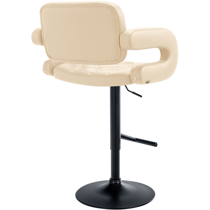 Tabouret de bar haut de gamme en Polyuréthane Blanc crème Métal Noir Nyvris - 4