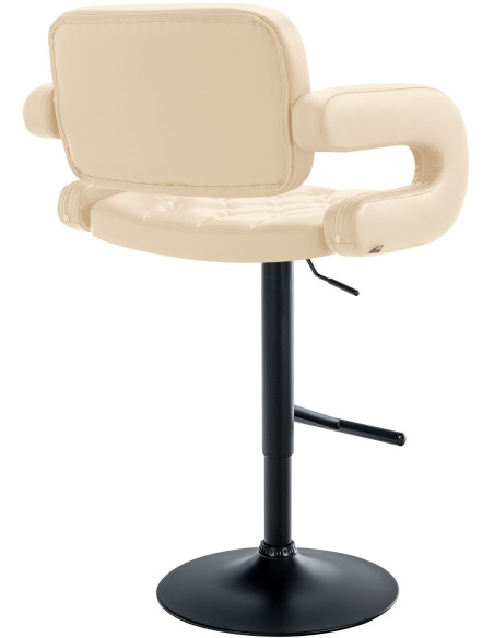 Tabouret de bar haut de gamme en Polyuréthane Blanc crème Métal Noir Nyvris - 4