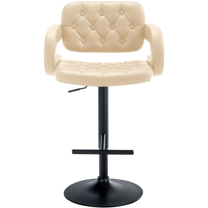 Tabouret de bar haut de gamme en Polyuréthane Blanc crème Métal Noir Nyvris - 5