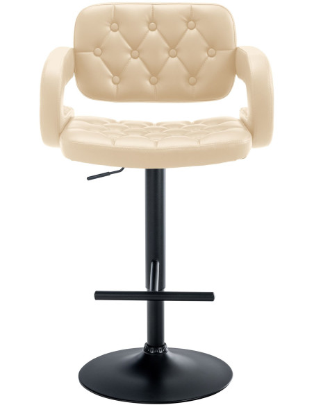 Tabouret de bar haut de gamme en Polyuréthane Blanc crème Métal Noir Nyvris - 5
