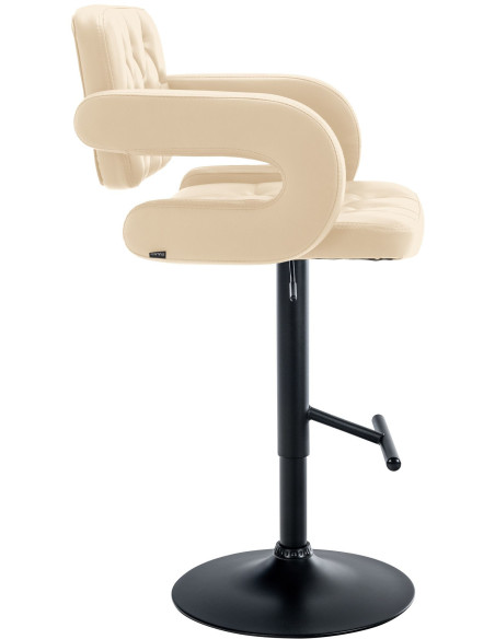 Tabouret de bar haut de gamme en Polyuréthane Blanc crème Métal Noir Nyvris - 6