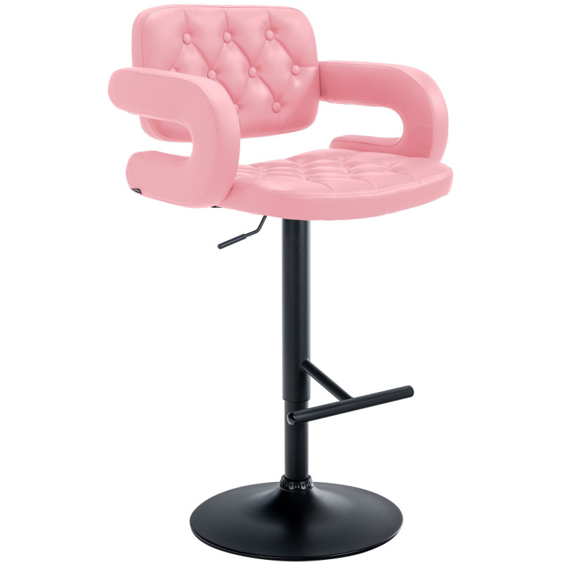 Tabouret de bar haut de gamme en Polyuréthane Rose Métal Noir Nyvris  - 1