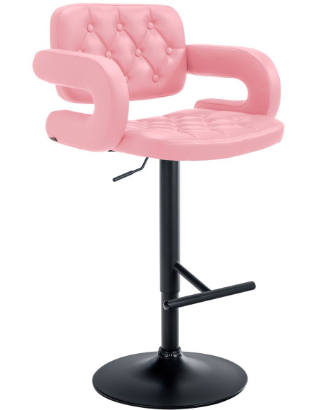 Tabouret de bar haut de gamme en Polyuréthane Rose Métal Noir Nyvris  - 1
