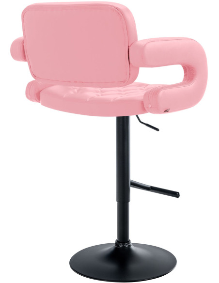 Tabouret de bar haut de gamme en Polyuréthane Rose Métal Noir Nyvris  - 4