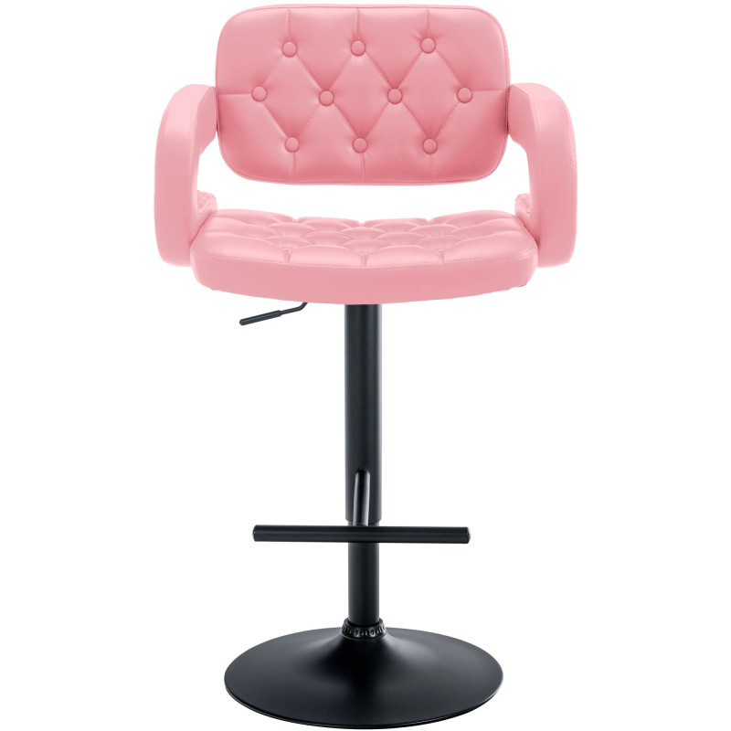 Tabouret de bar haut de gamme en Polyuréthane Rose Métal Noir Nyvris  - 5
