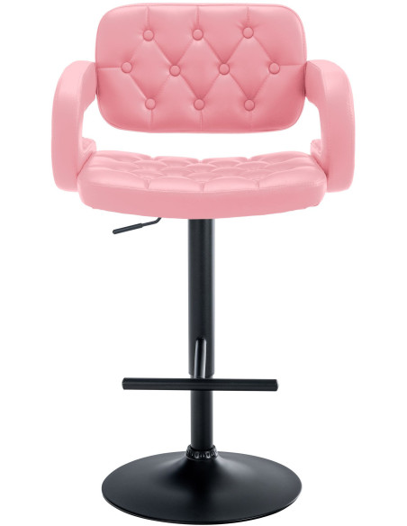 Tabouret de bar haut de gamme en Polyuréthane Rose Métal Noir Nyvris  - 5