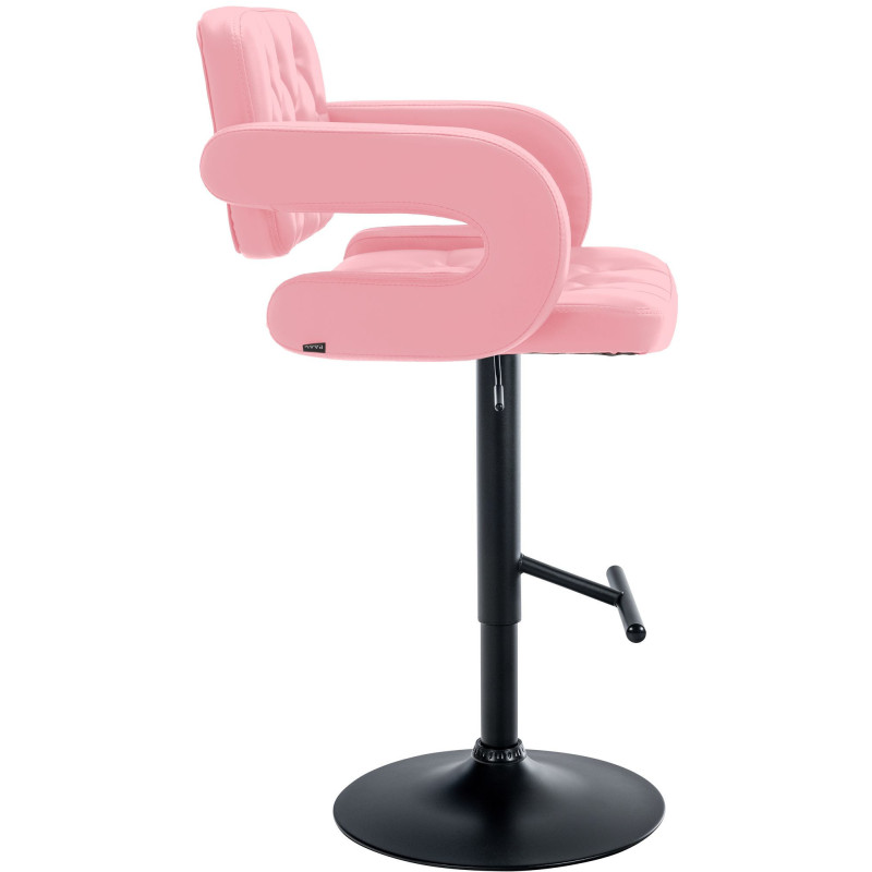 Tabouret de bar haut de gamme en Polyuréthane Rose Métal Noir Nyvris  - 6