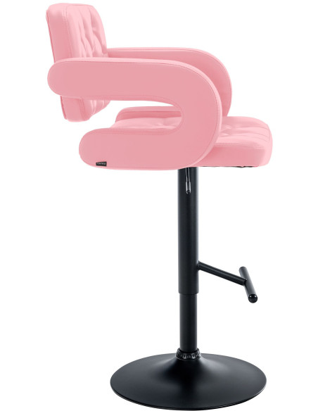 Tabouret de bar haut de gamme en Polyuréthane Rose Métal Noir Nyvris  - 6
