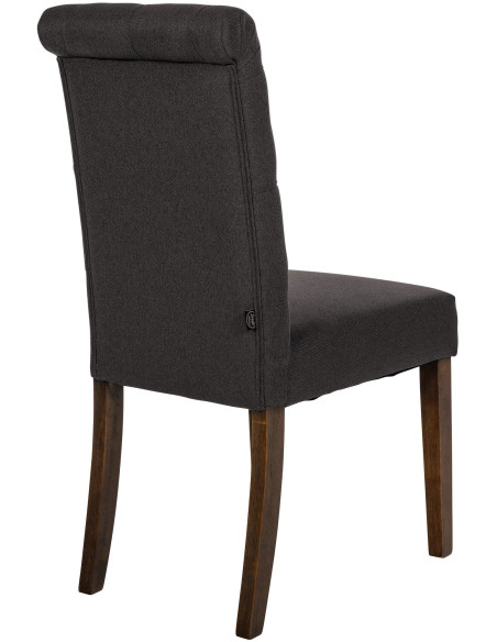 Chaise chesterfield Dossier capitonné en Tissu Noir Bois Marron Clorith - 6