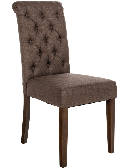 Chaise chesterfield Dossier capitonné en Tissu Marron Bois Marron Clorith - 1