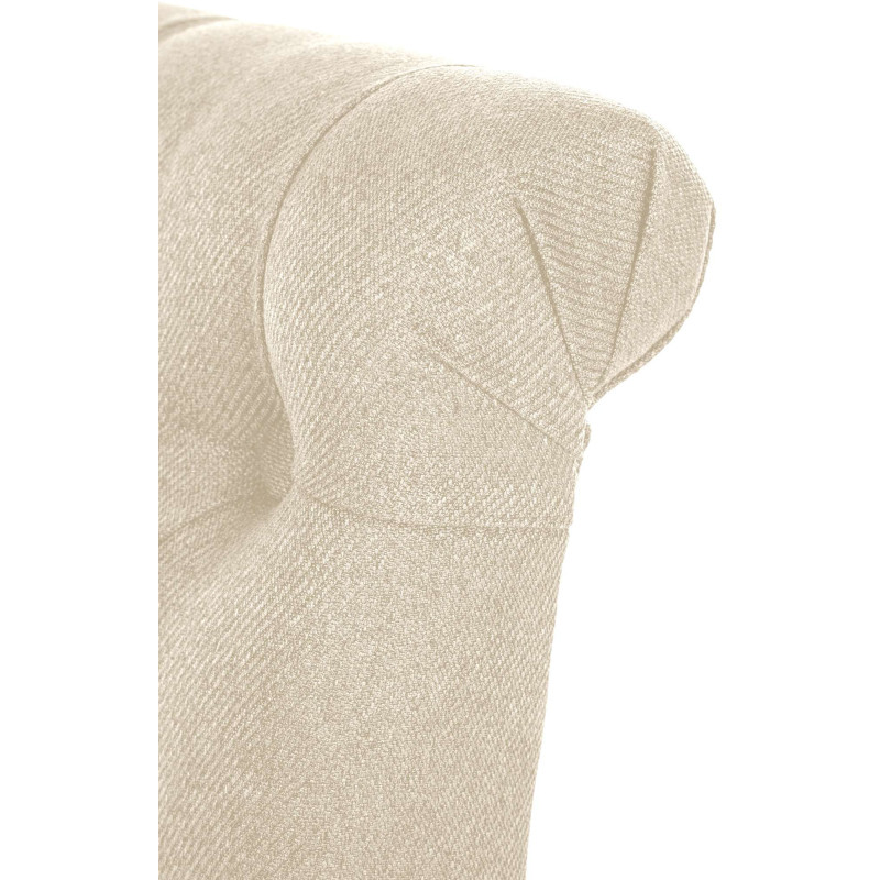 Chaise chesterfield Dossier capitonné en Tissu Blanc crème Bois Marron Clorith - 2