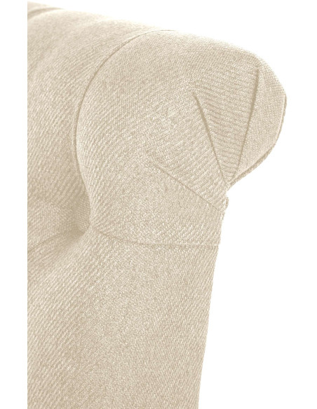 Chaise chesterfield Dossier capitonné en Tissu Blanc crème Bois Marron Clorith - 2