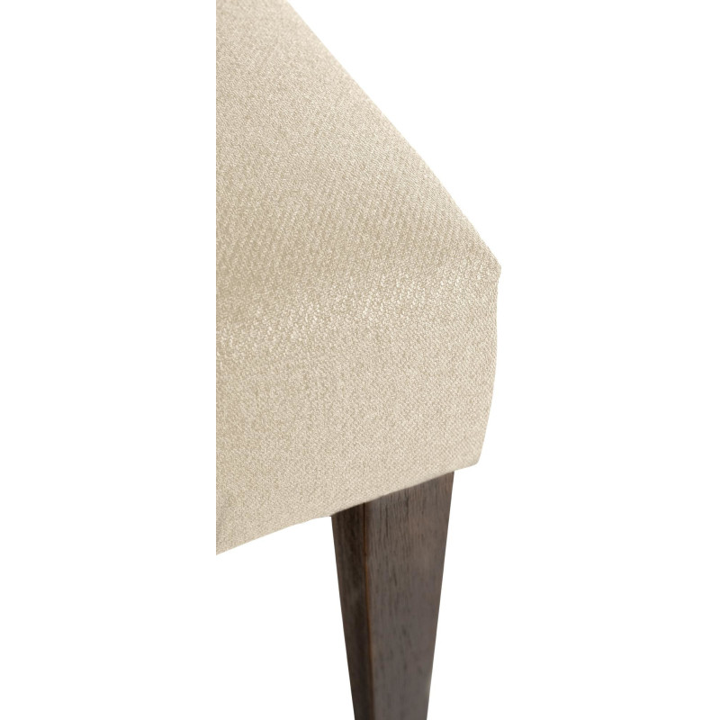 Chaise chesterfield Dossier capitonné en Tissu Blanc crème Bois Marron Clorith - 3