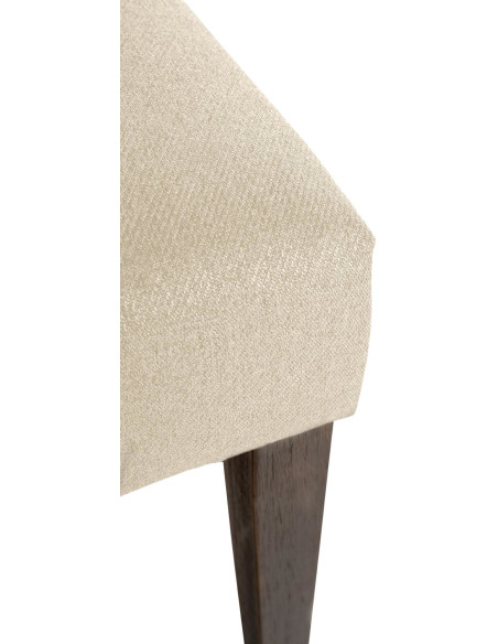 Chaise chesterfield Dossier capitonné en Tissu Blanc crème Bois Marron Clorith - 3