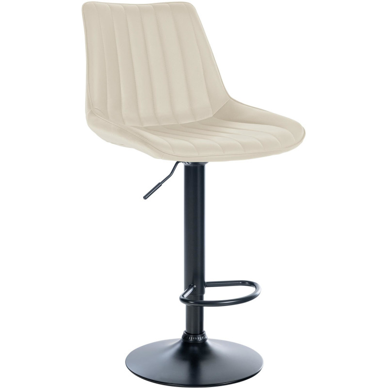 Tabouret de bar Avec dossier Nathan en Polyuréthane Beige Métal Noir Mat - 1