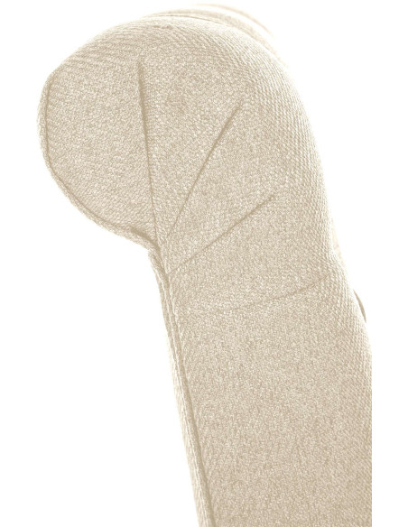 Chaise chesterfield Dossier capitonné en Tissu Blanc crème Bois Marron Clorith - 4