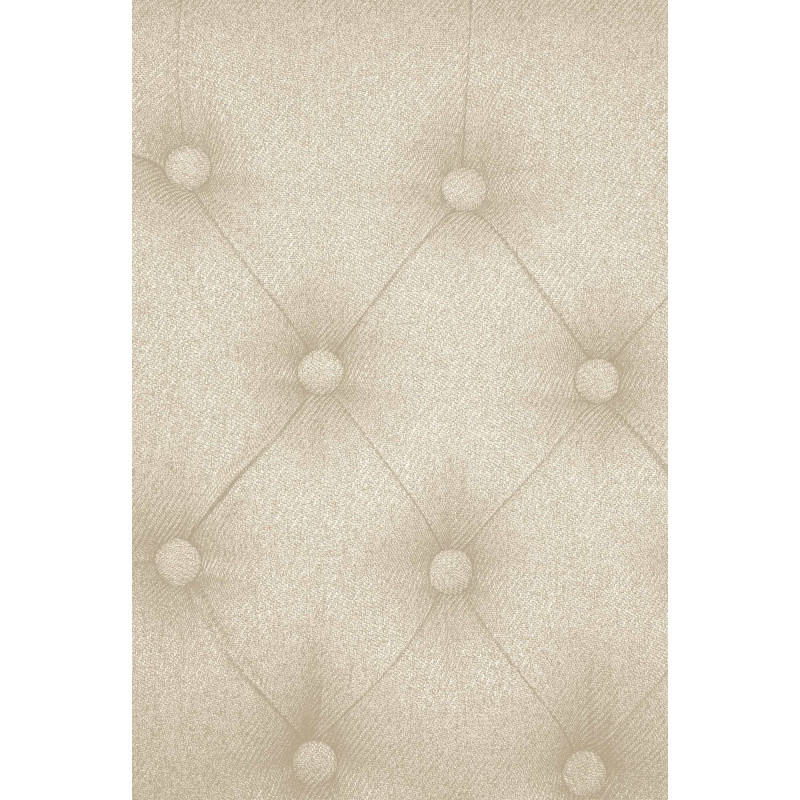 Chaise chesterfield Dossier capitonné en Tissu Blanc crème Bois Marron Clorith - 5