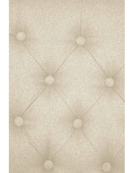 Chaise chesterfield Dossier capitonné en Tissu Blanc crème Bois Marron Clorith - 5