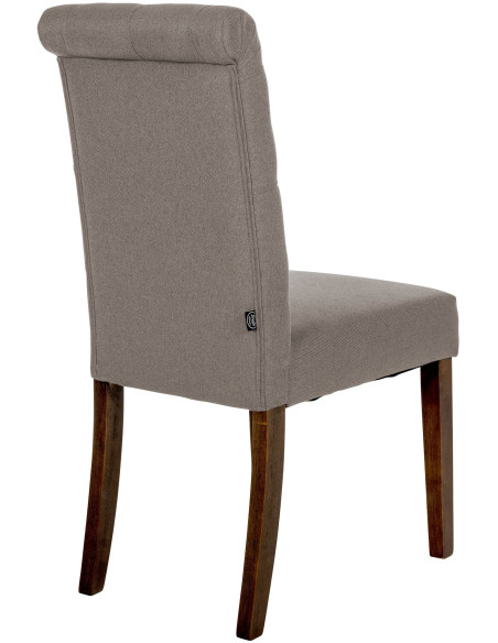 Chaise chesterfield Dossier capitonné en Tissu Taupe Bois Marron Clorith - 6
