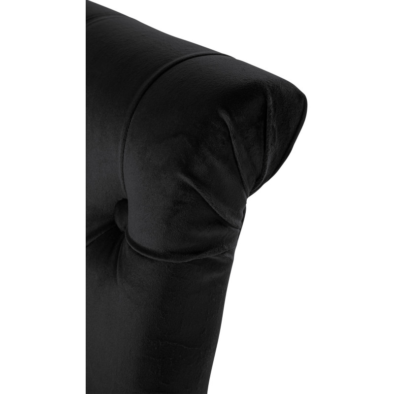 Chaise chesterfield Dossier capitonné en Velours Noir Bois Marron Clorith  - 2