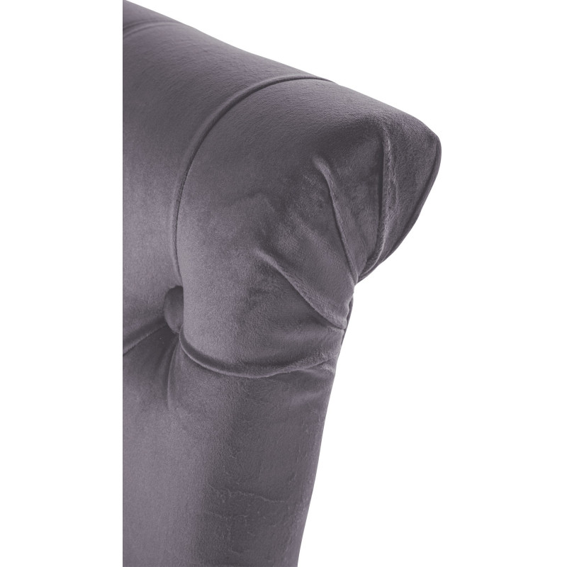 Chaise chesterfield Dossier capitonné en Velours Gris foncé Bois Marron Clorith - 2