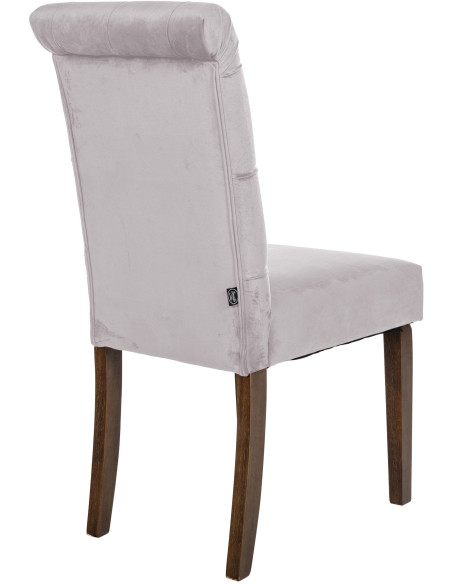 Chaise chesterfield Dossier capitonné en Velours Gris Bois Marron Clorith - 5