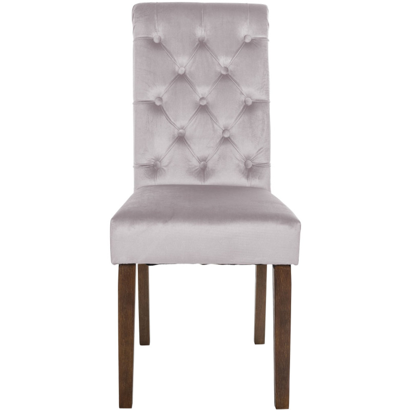 Chaise chesterfield Dossier capitonné en Velours Gris Bois Marron Clorith - 6