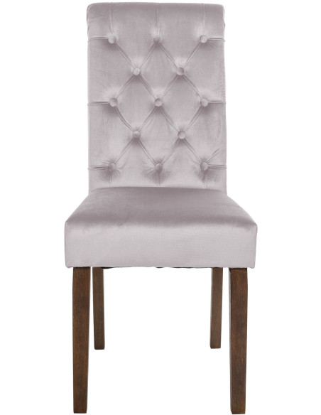 Chaise chesterfield Dossier capitonné en Velours Gris Bois Marron Clorith - 6