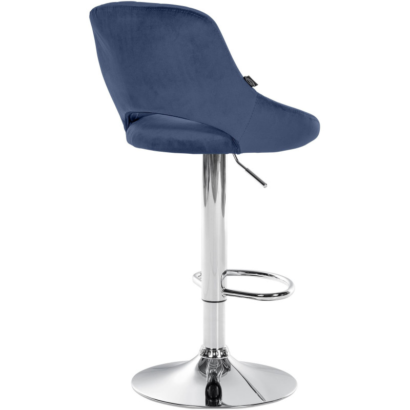 Tabouret de bar réglable pivotant en Velours Bleu Métal Argenté Kelran - 4